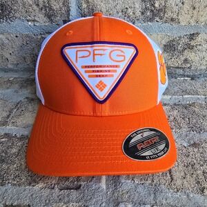 Columbia PFG Clemson Tigers Mesh Hooks Ball Cap Orange White L/XL XU1057-836 NEW
